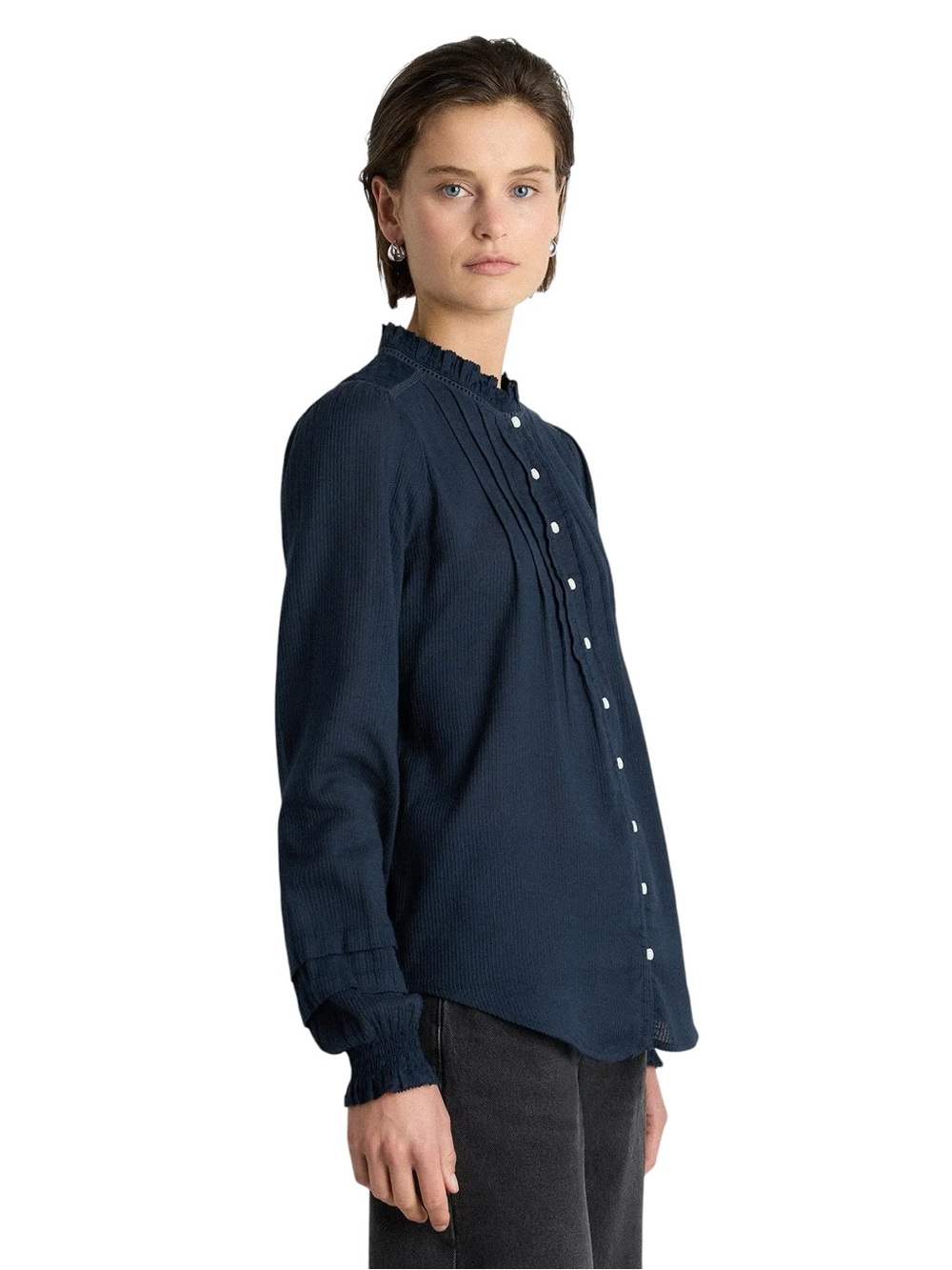 QUINCE Organic Cotton Textured Peasant Blouse